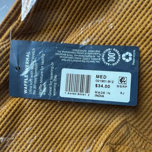 Lot 2 Jockey Yellow Waffle Henley Long Sleeve Top, M - Picture 6 of 9